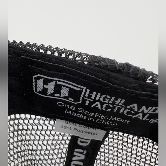 NWT Highland Tactical USA American Flag Black Trucker Mesh Adjustable Cap Hat - Picture 8 of 8